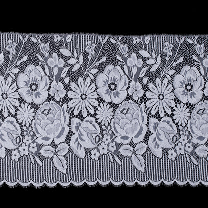 White Fine Floral French Lace Trimming - 14"