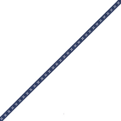 Navy and White Stitched Grosgrain Ribbon - 0.25