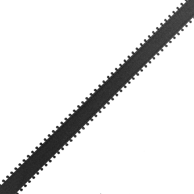 Black Picot Edged Satin Ribbon - 15mm