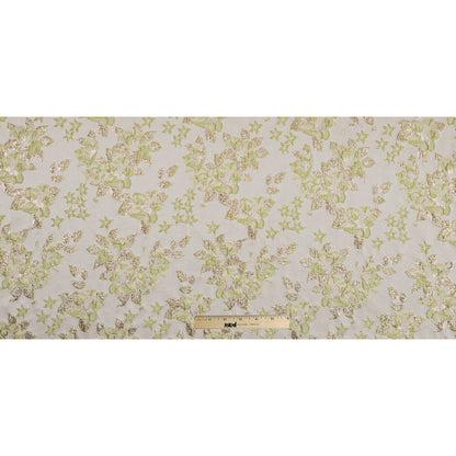 Metallic Gold/Green Floral Brocade Full