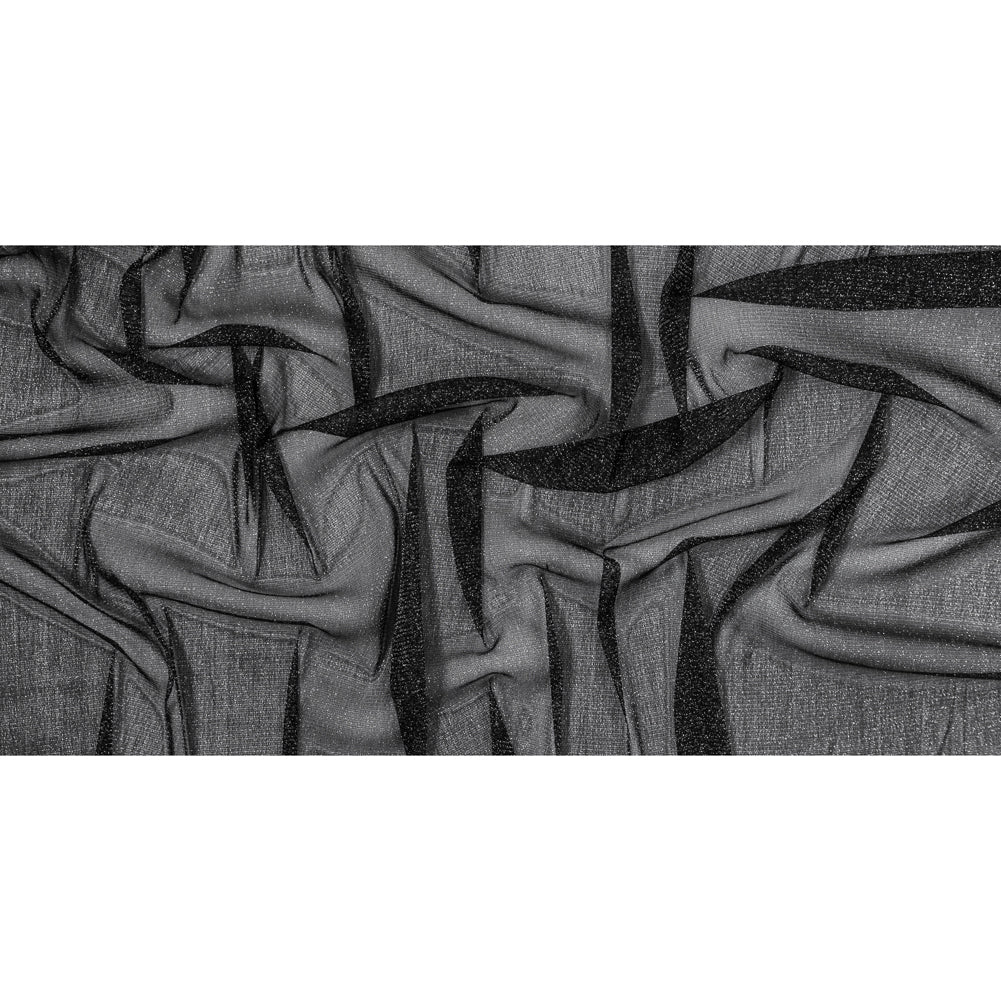 Italian Black Stretch Metallic Mesh Folded