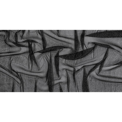 Italian Black Stretch Metallic Mesh Folded