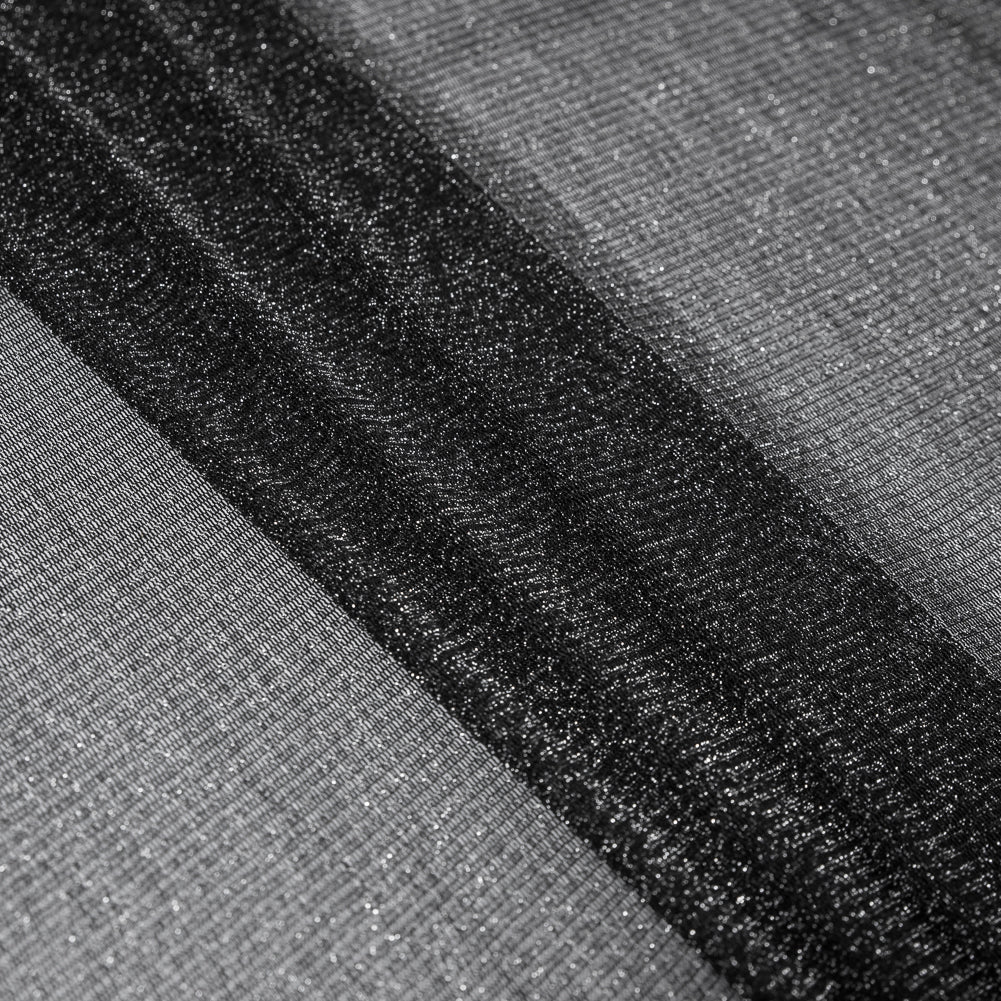 Italian Black Stretch Metallic Mesh Detail