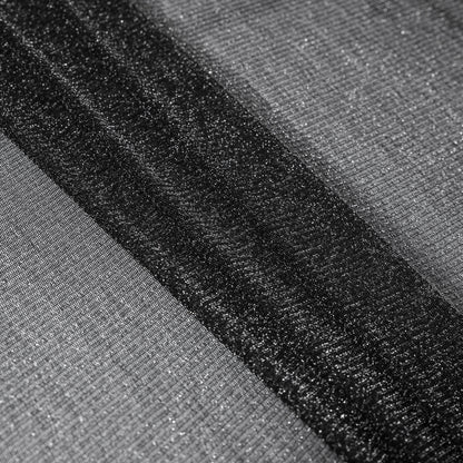 Italian Black Stretch Metallic Mesh Detail