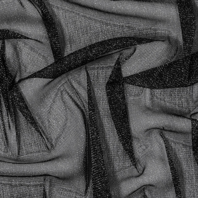 Italian Black Stretch Metallic Mesh