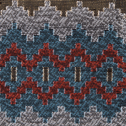 Italian Metallic Gold, Orange and Blue Geometric Brocade Detail