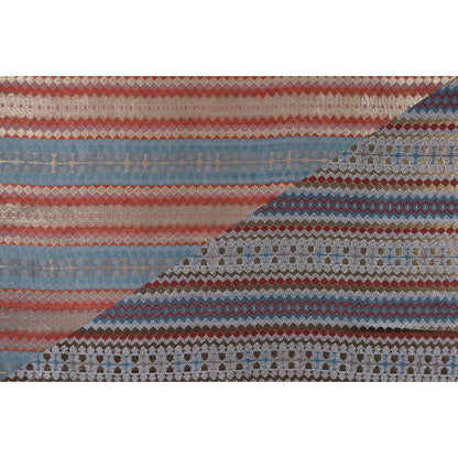 Italian Metallic Gold, Orange and Blue Geometric Brocade Full