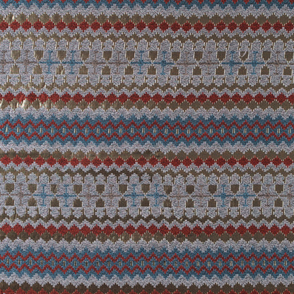Italian Metallic Gold, Orange and Blue Geometric Brocade