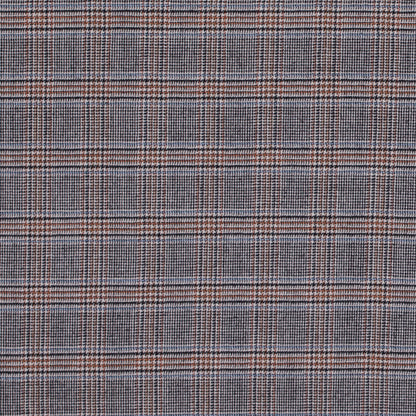 Aqua, Orange and Black Glen Plaid Wool Suiting