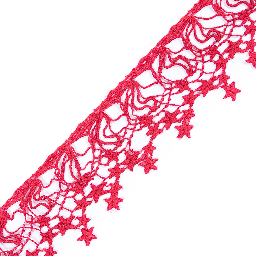 Red Crochet Lace Star Trim - 3