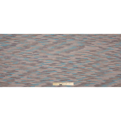 Beige and Blue Blended Cotton Woven Full
