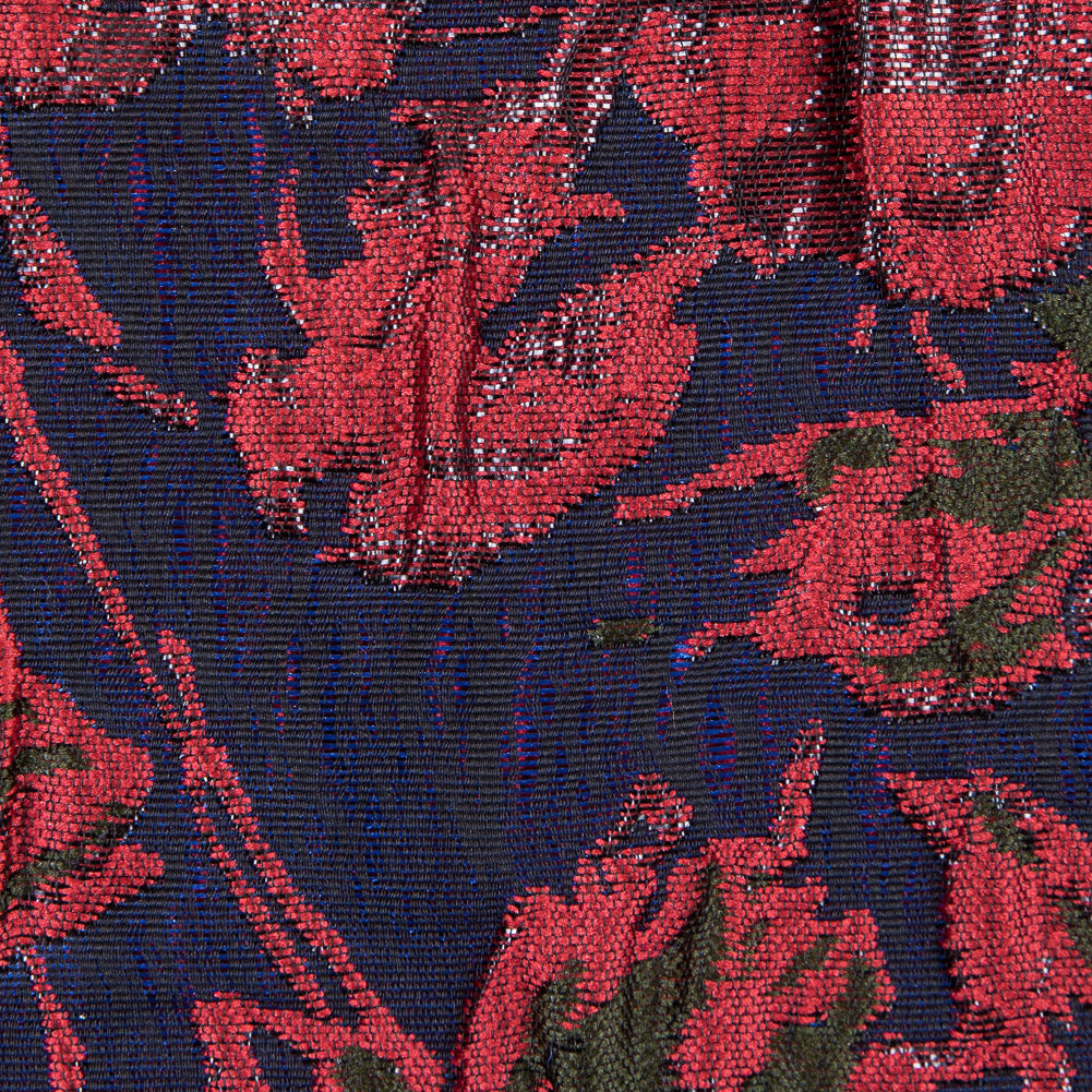 Metallic Coral/Blue/Green Floral Brocade Full