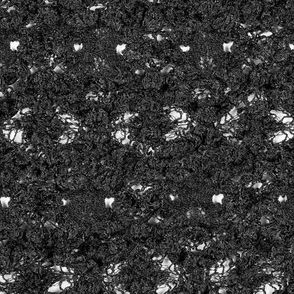 Black Geometric Stretch Puckered Lace - Detail