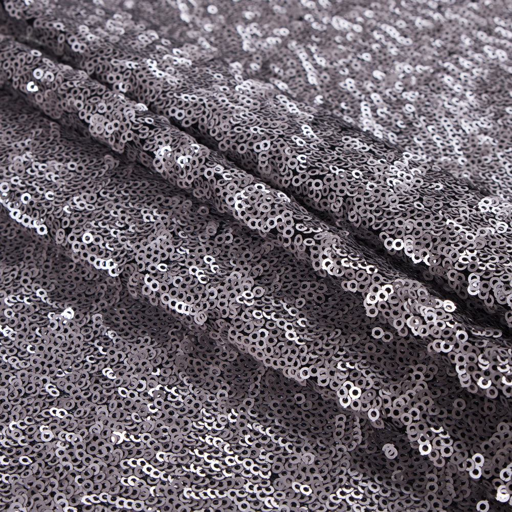 Phillip Lim Silver All Over Sequins on a Black Stretch Mesh Folded