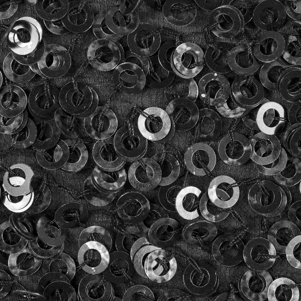 Phillip Lim Black Dyed All Over Circle Sequins on a Silk Georgette - Detail