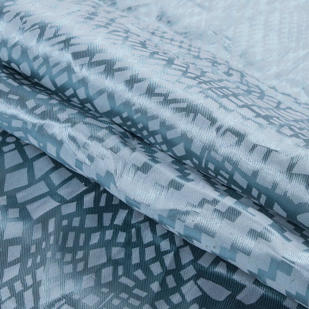 Nicole Miller Luminous Blue Glass Pattern Medley Stretch Twill Folded