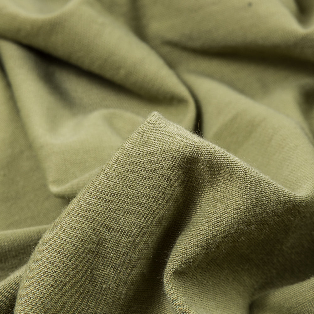 Spinach Green Stretch Polyester Jersey Detail