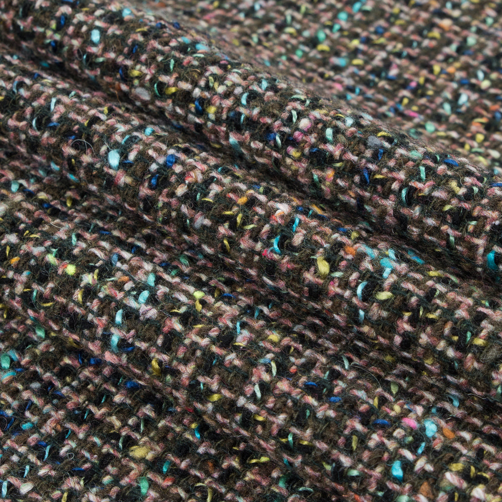 Italian Green and Blue Wool Tweed Detail