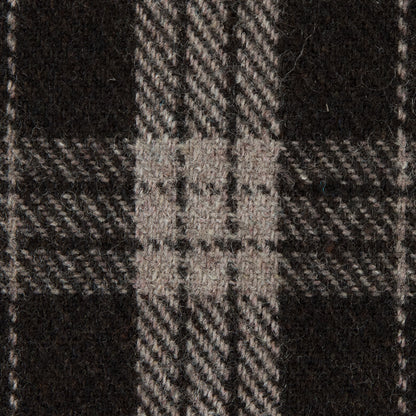 Italian Turkish Coffee Tartan Plaid Blended Wool Fleece Coating - Detail