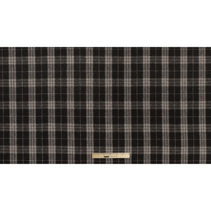 Italian Turkish Coffee Tartan Plaid Blended Wool Fleece Coating - Full