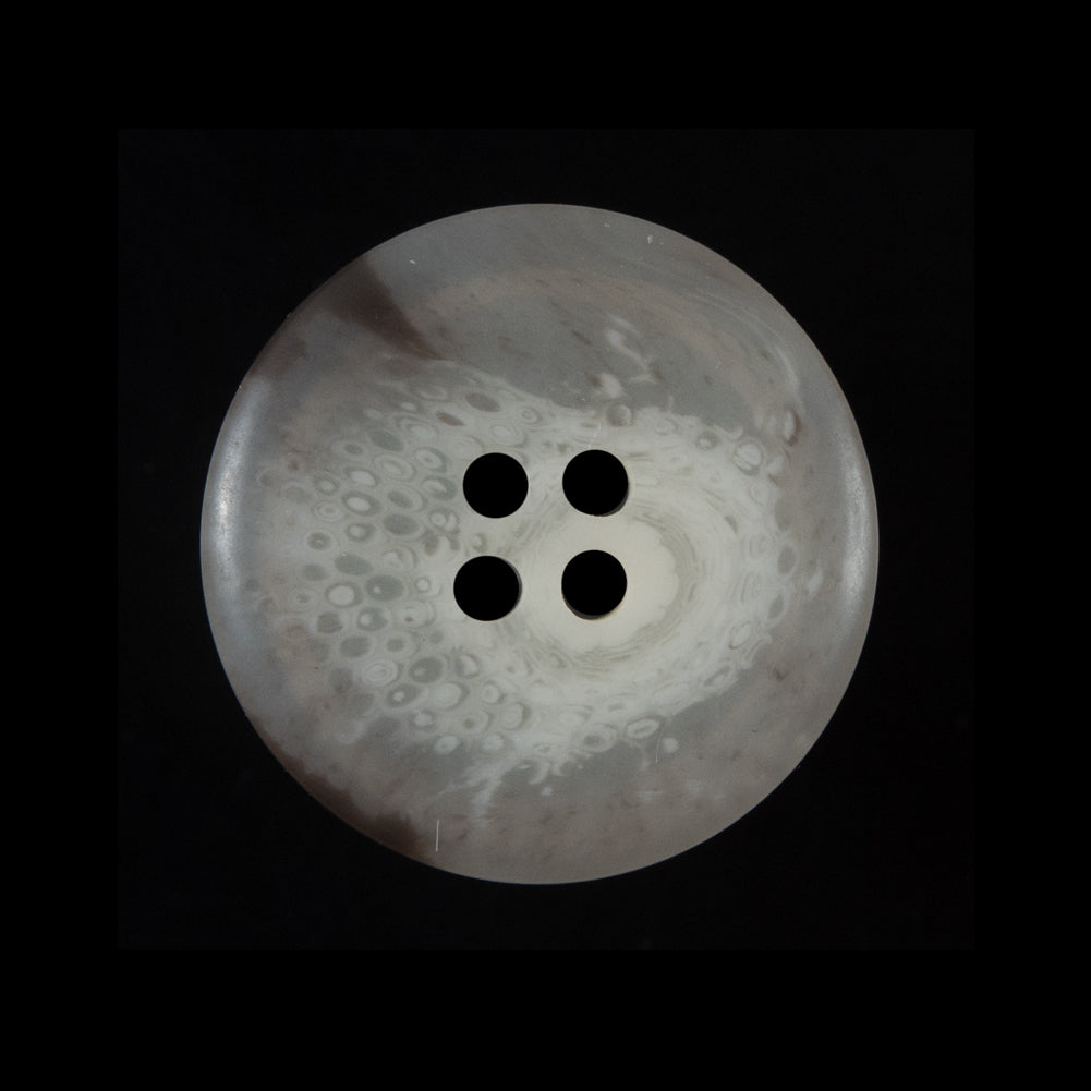 Clear and Brown Rimmed Plastic Button - 40L/25.5mm Detail