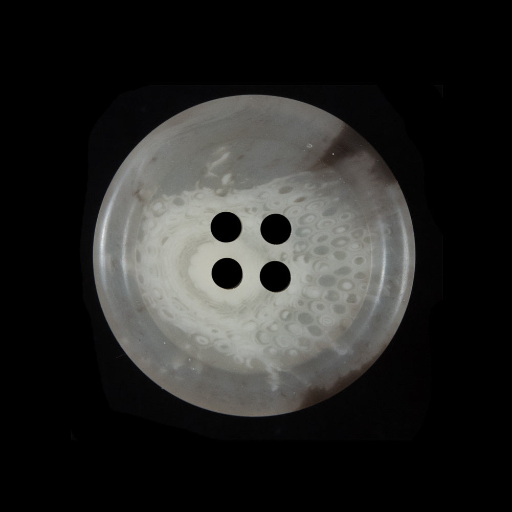 Clear and Brown Rimmed Plastic Button - 40L/25.5mm