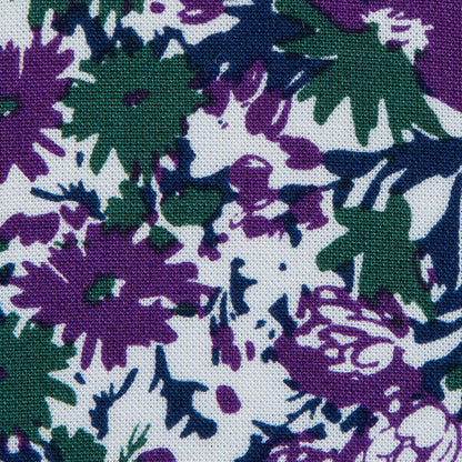 Green and Purple Floral Rayon Challis Detail