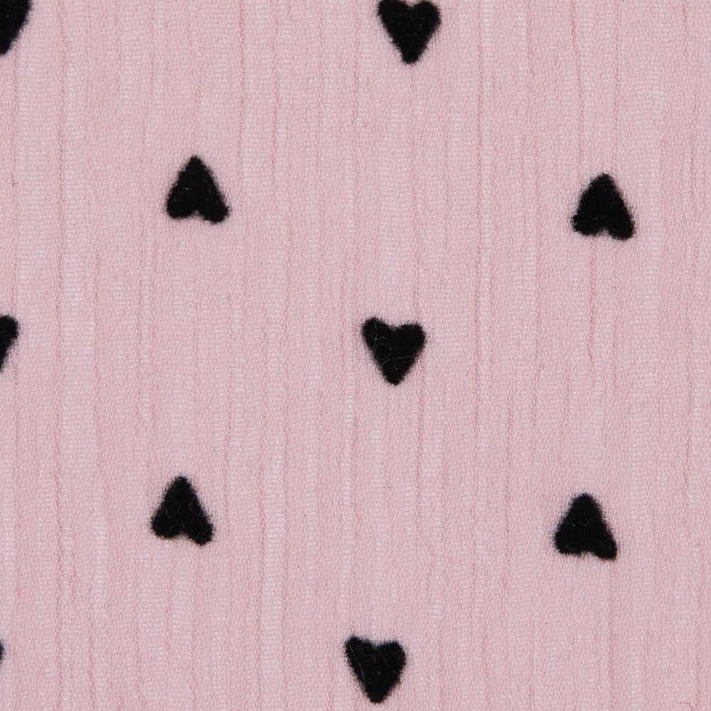 Black Hearts Printed on a Pink Crinkled Chiffon Detail