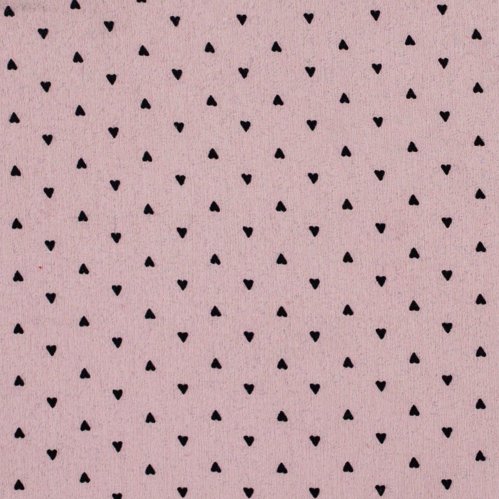 Black Hearts Printed on a Pink Crinkled Chiffon