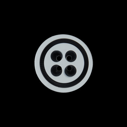 White and Black Plastic 4-Hole Button - 32L/20mm