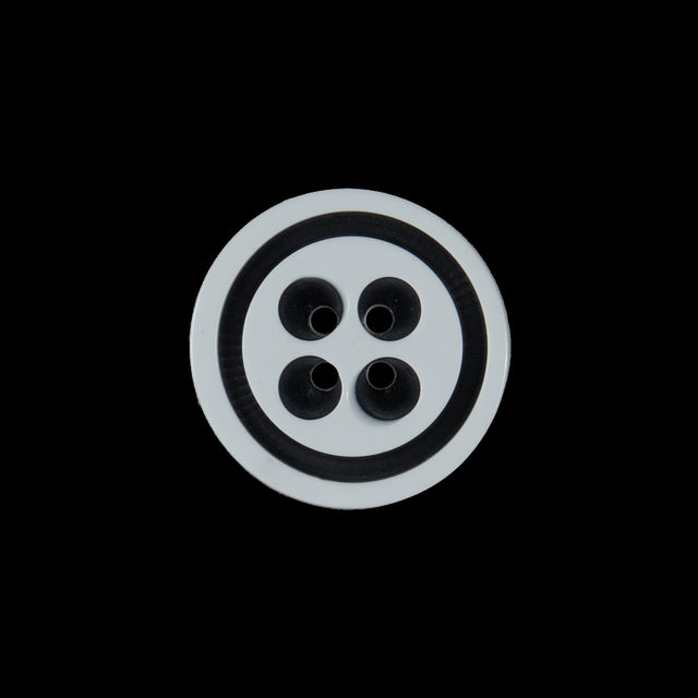 White and Black Plastic 4-Hole Button - 32L/20mm