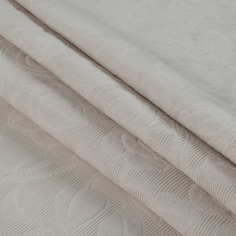 Beige on Beige Raised Floral Cotton Woven - Folded