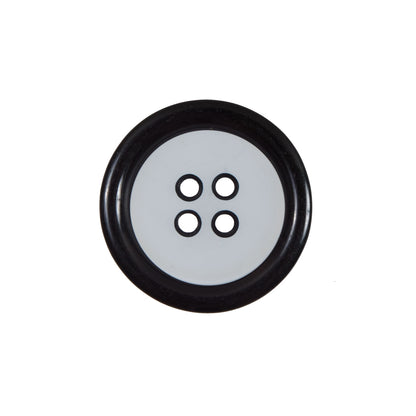 Clear and Black 4-Hole Plastic Button - 36L/22mm