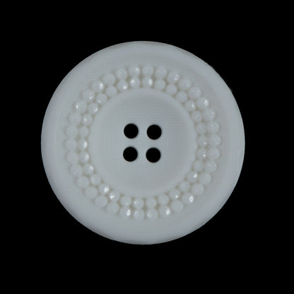 White Strands of Pearls Beveled Textured 4-Hole Button - 44L/28mm