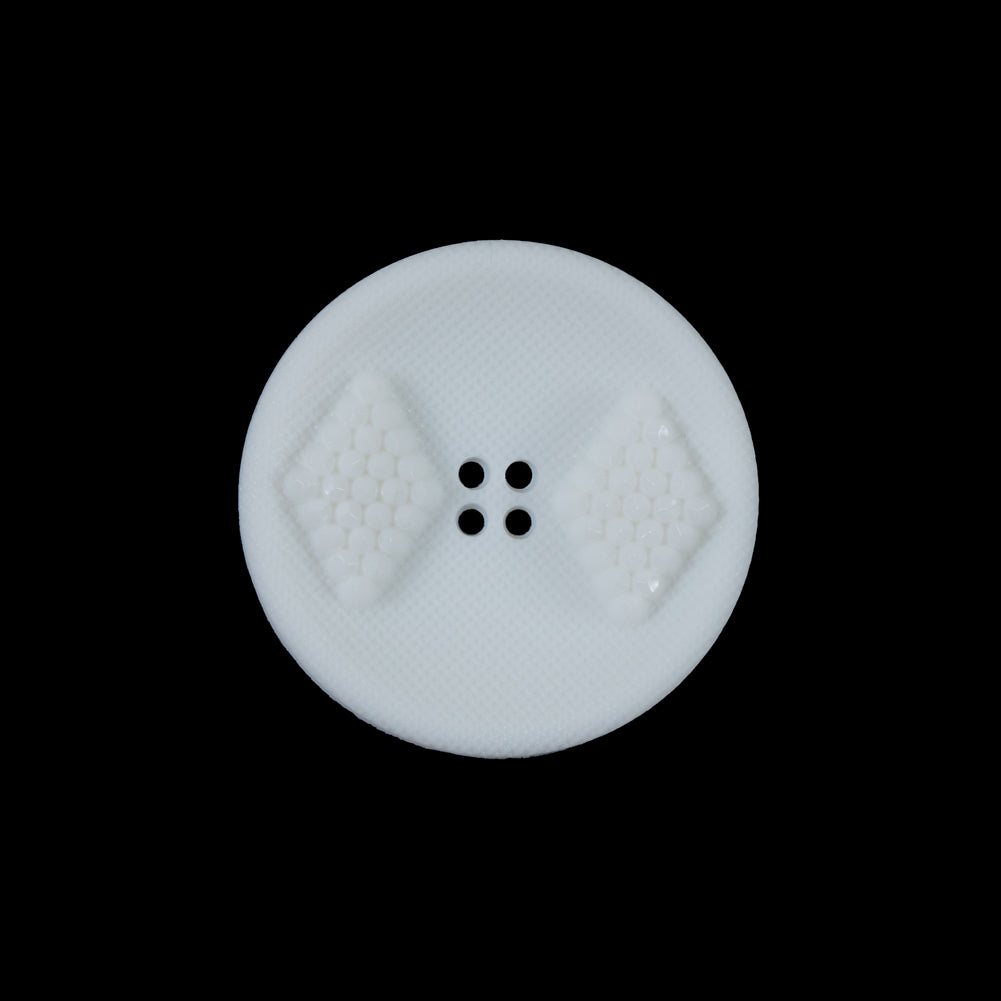 White Raised Textured 4-Hole Button - 36L/23mm