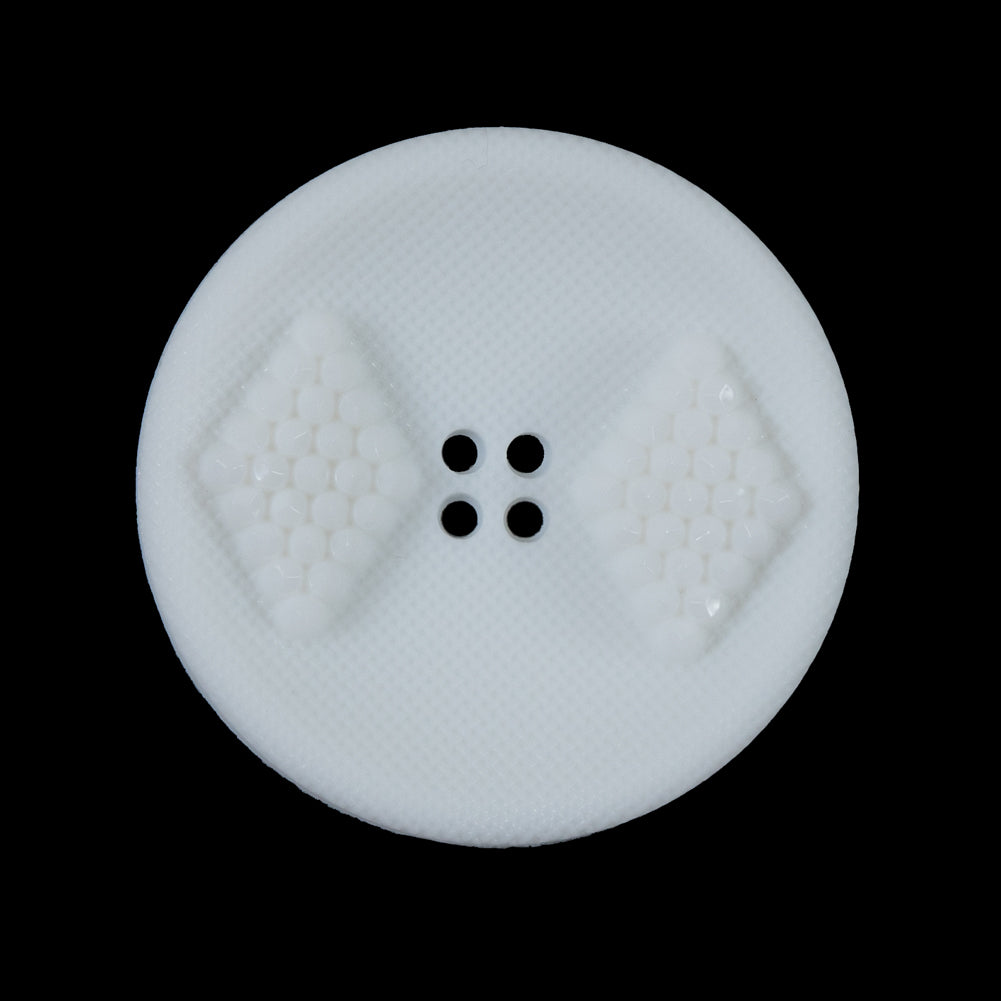 White Raised Textured 4-Hole Button - 44L/28mm