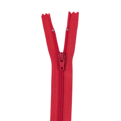 Red Regular Zipper with Nylon Coil - 7"