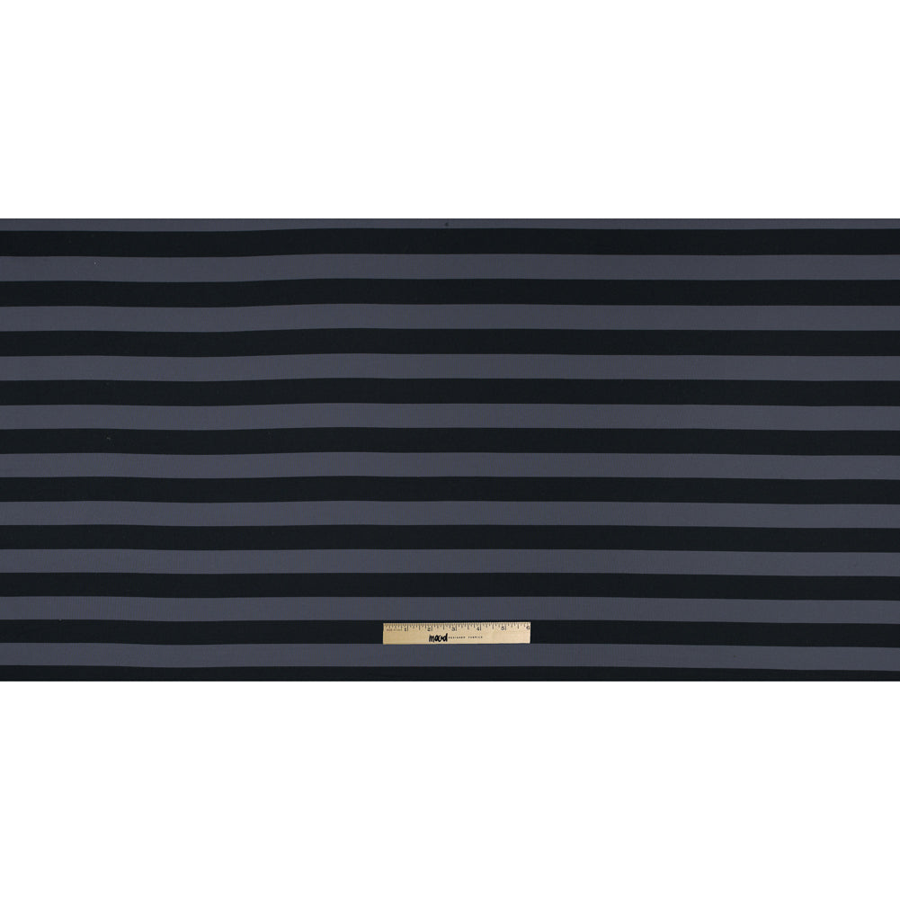 Black and Metal Gray Awning Striped Stretch Eclon Jersey Folded