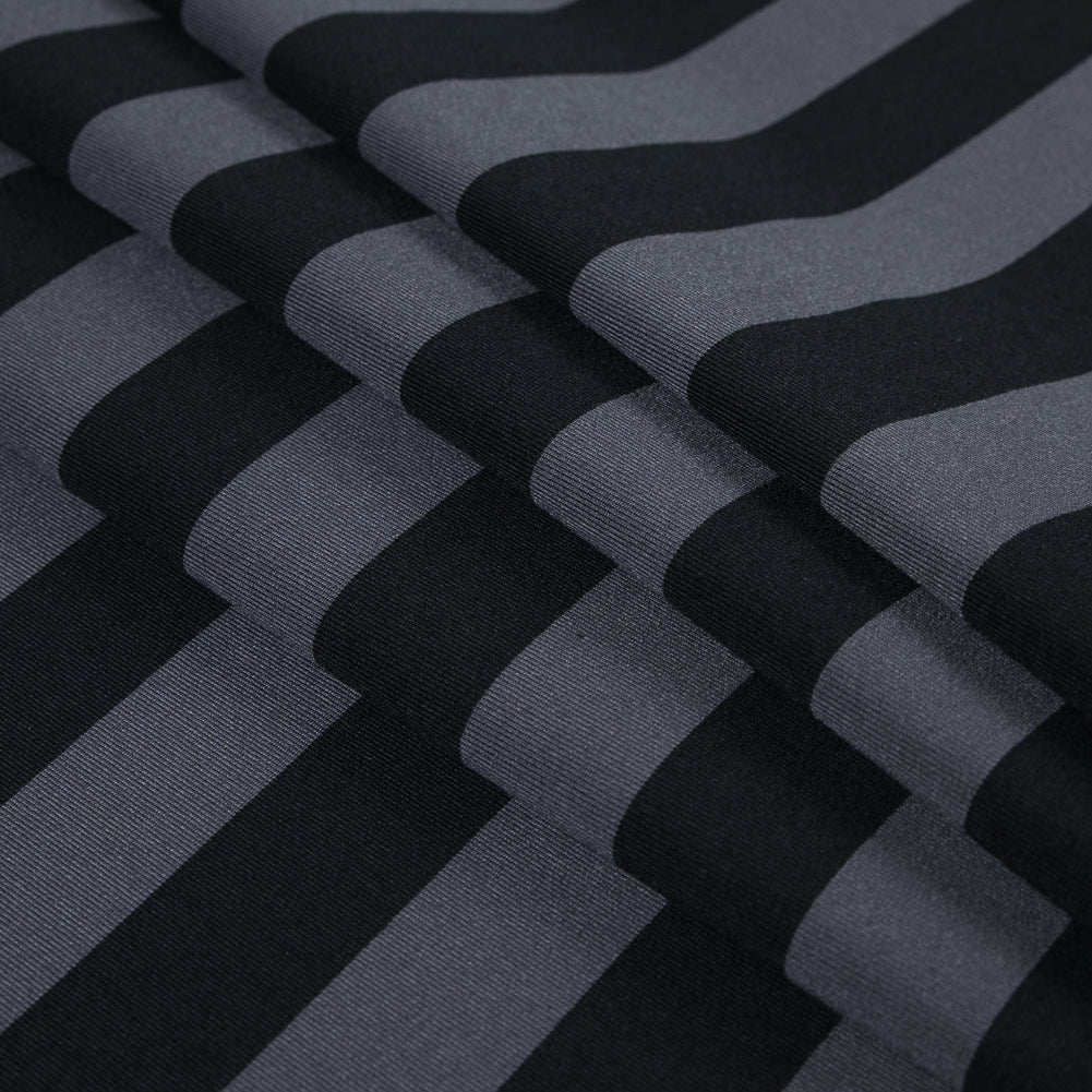 Black and Metal Gray Awning Striped Stretch Eclon Jersey Detail