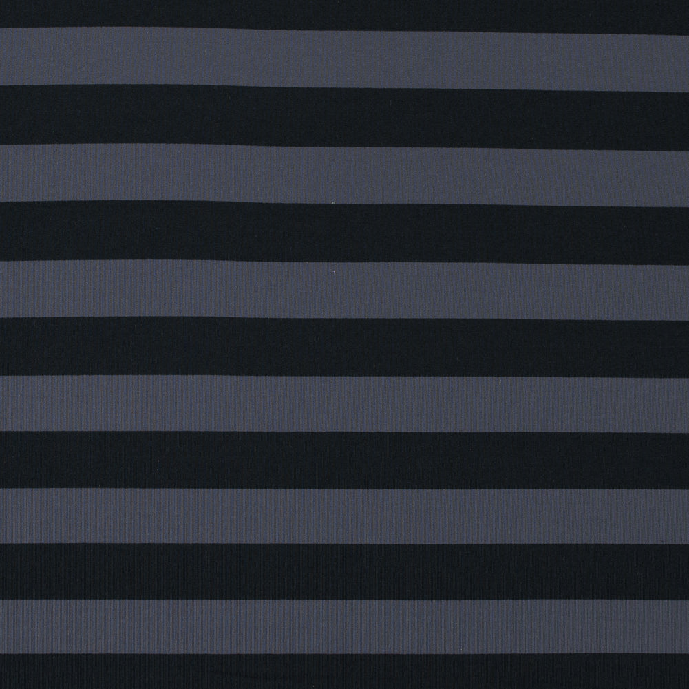 Black and Metal Gray Awning Striped Stretch Eclon Jersey