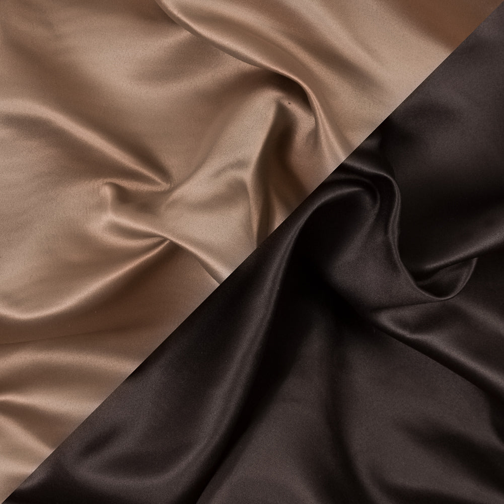 Brown and Tan Two-Tone Double Duchesse Satin
