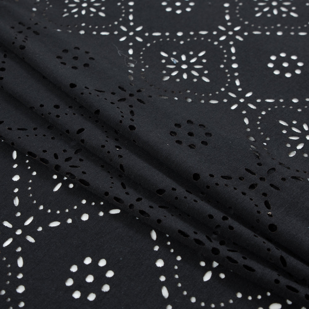Italian Black Laser-Cut Jersey Folded