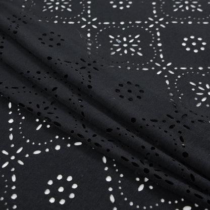 Italian Black Laser-Cut Jersey Folded