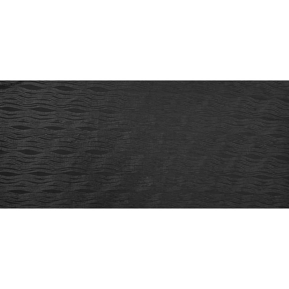 Italian Black Textural Striped Knit - Full