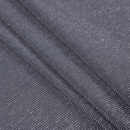 Gray and Metallic Silver Striped Rib Knit - Folded