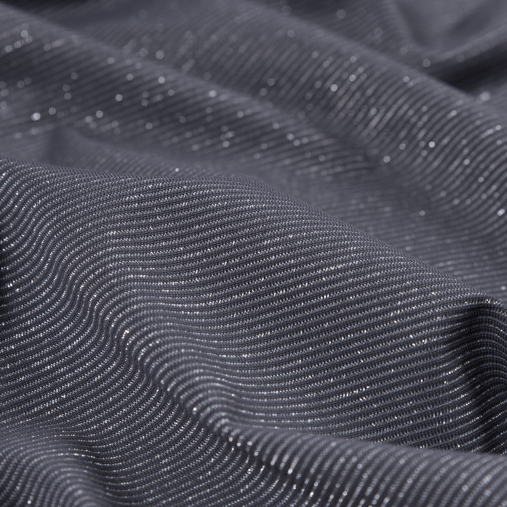 Gray and Metallic Silver Striped Rib Knit - Detail