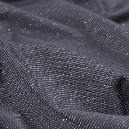 Gray and Metallic Silver Striped Rib Knit - Detail