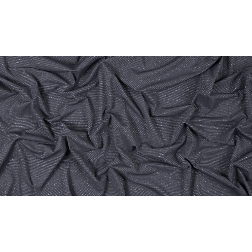 Gray and Metallic Silver Striped Rib Knit - Full