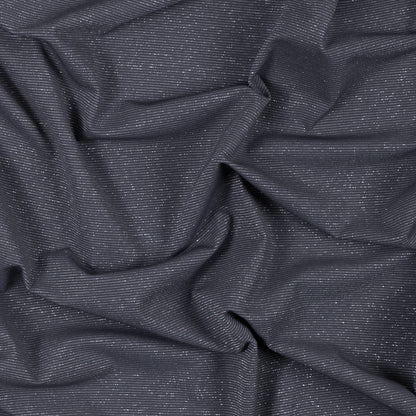 Gray and Metallic Silver Striped Rib Knit