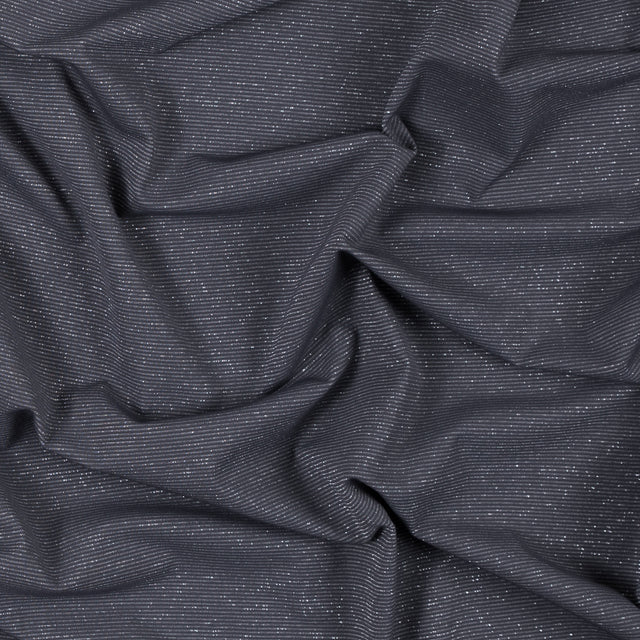 Gray and Metallic Silver Striped Rib Knit